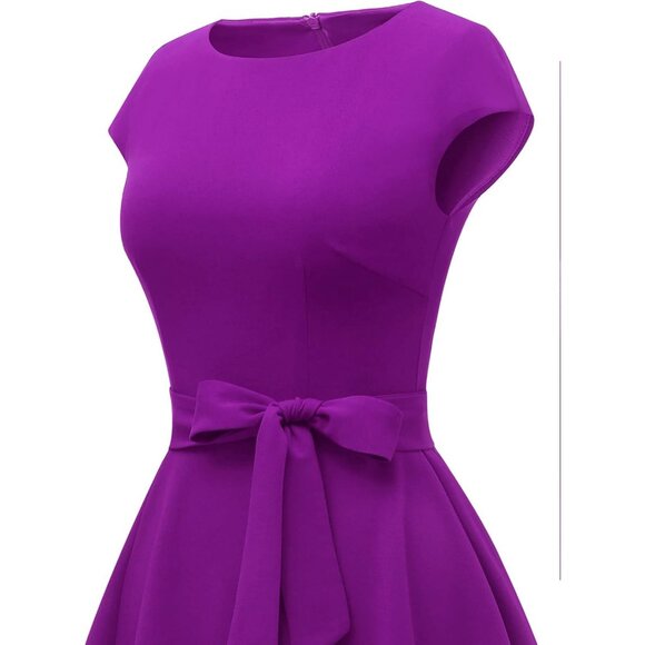 Dresstells Women's Purple Modest Vintage Cocktail Formal Party Dresses - Picture 4 of 7